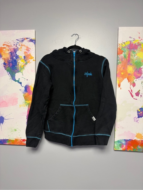 22 fresh Tops - 22 fresh Black Hoodie with Blue Accents (Canadian made)